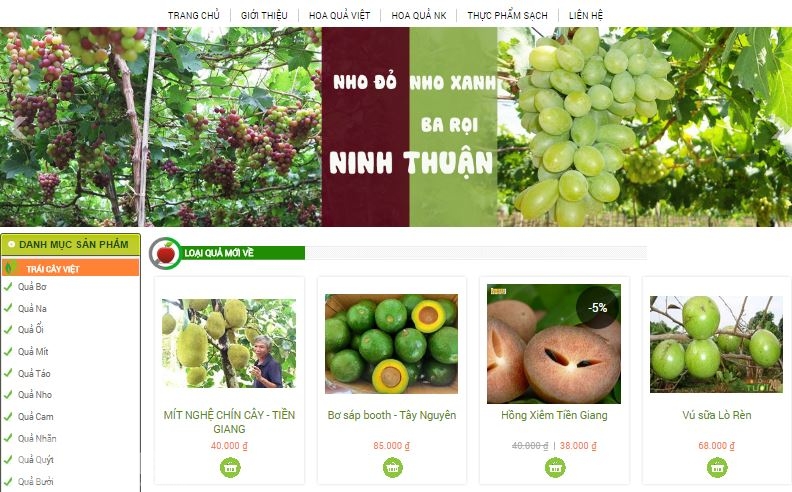 Thiết kế website cửa hàng hoa quả sạch