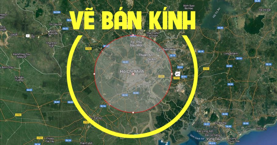 vẽ bán kính google map