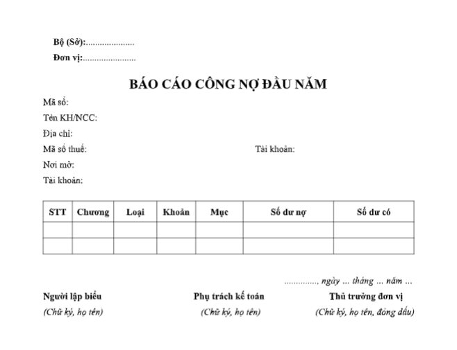 báo cáo công nợ