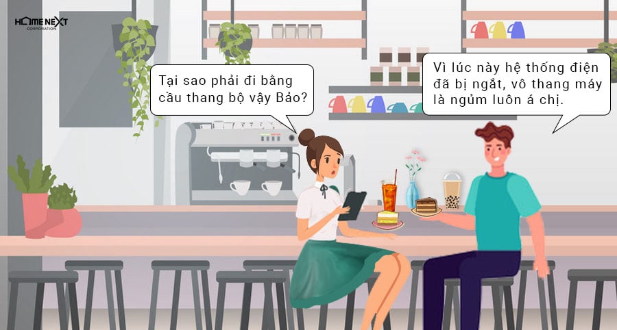 Bảo nói về cầu thang thoát hiểm của căn hộ chung cư