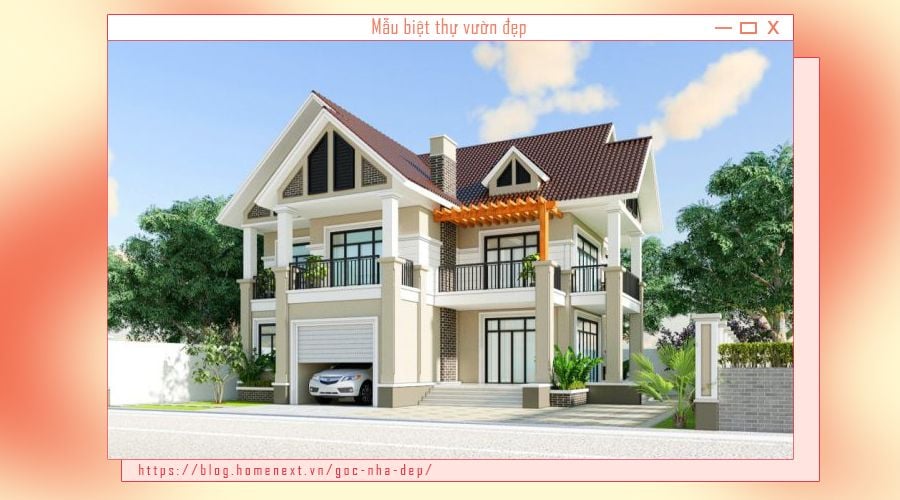 Mẫu biệt thự nhà vườn hiện đại 2 tầng