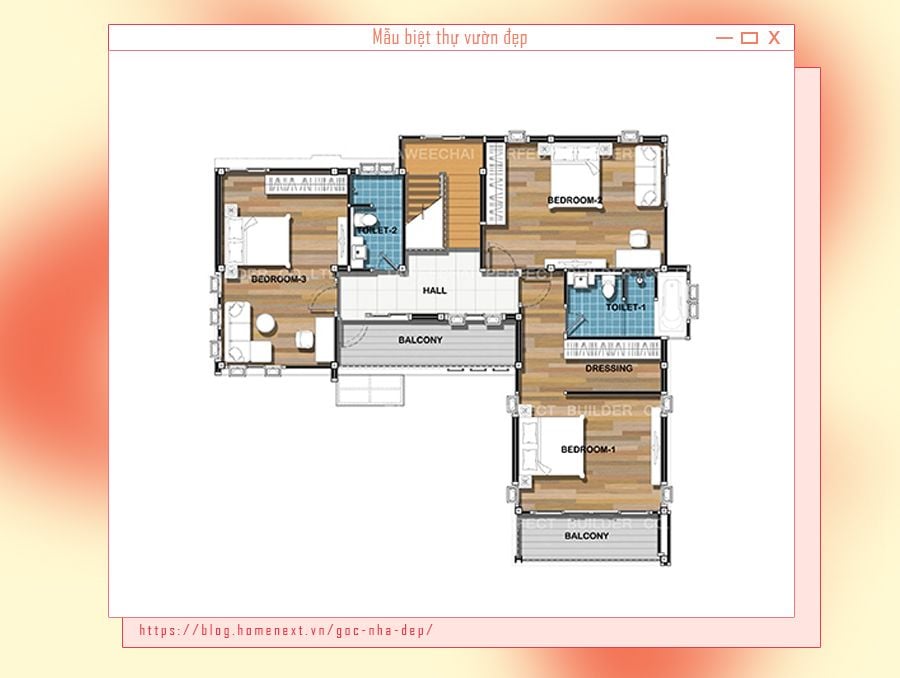 Cách bố trí phòng óc cho biệt thự 2 tầng