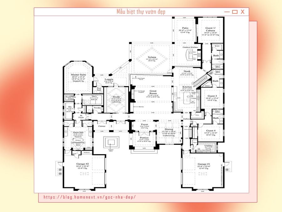 Bản vẽ chi tiết không gian nhà vườn đẹp này