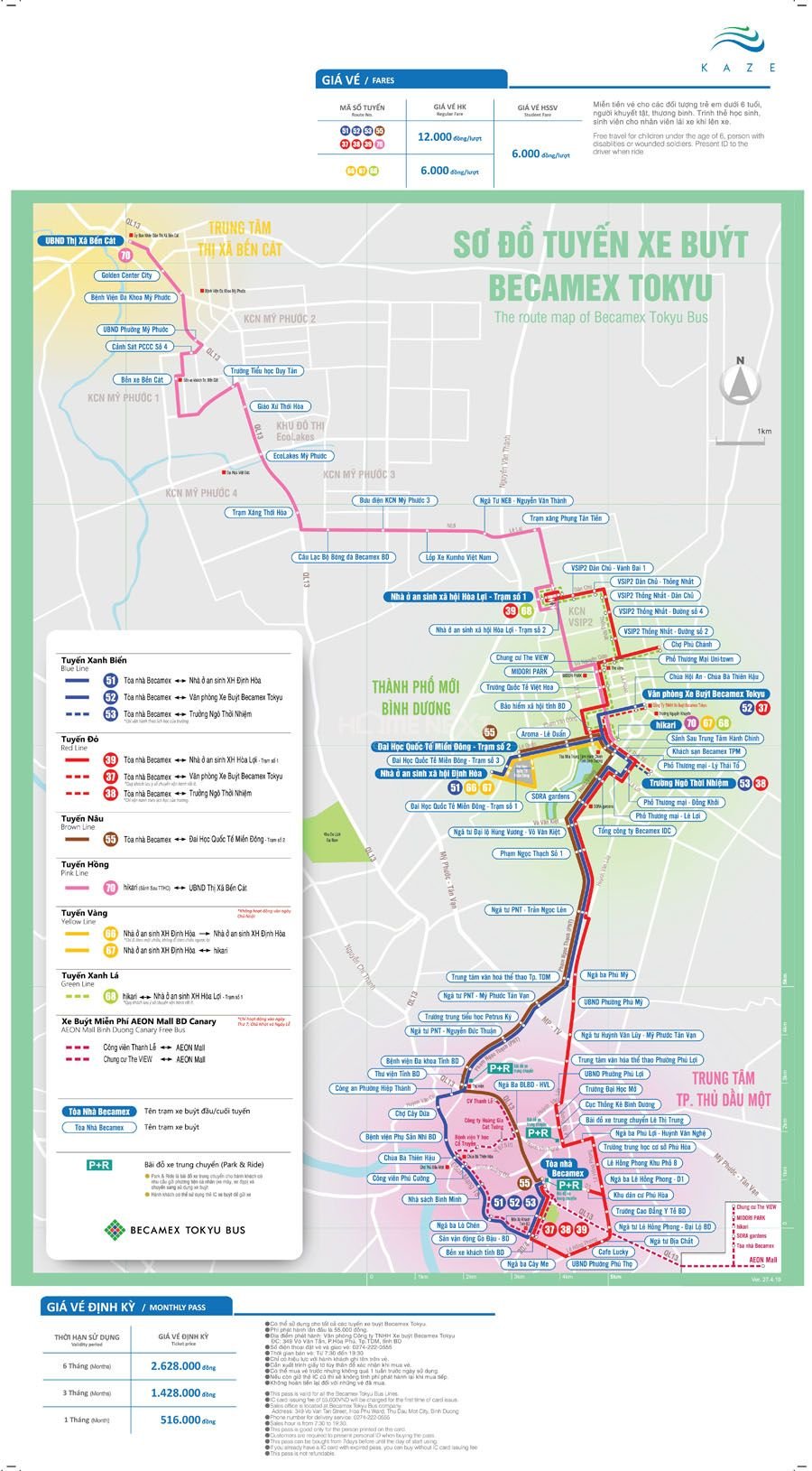 Lộ trình của Kaze Bus của Becamex Tokyu cập nhật mới nhất