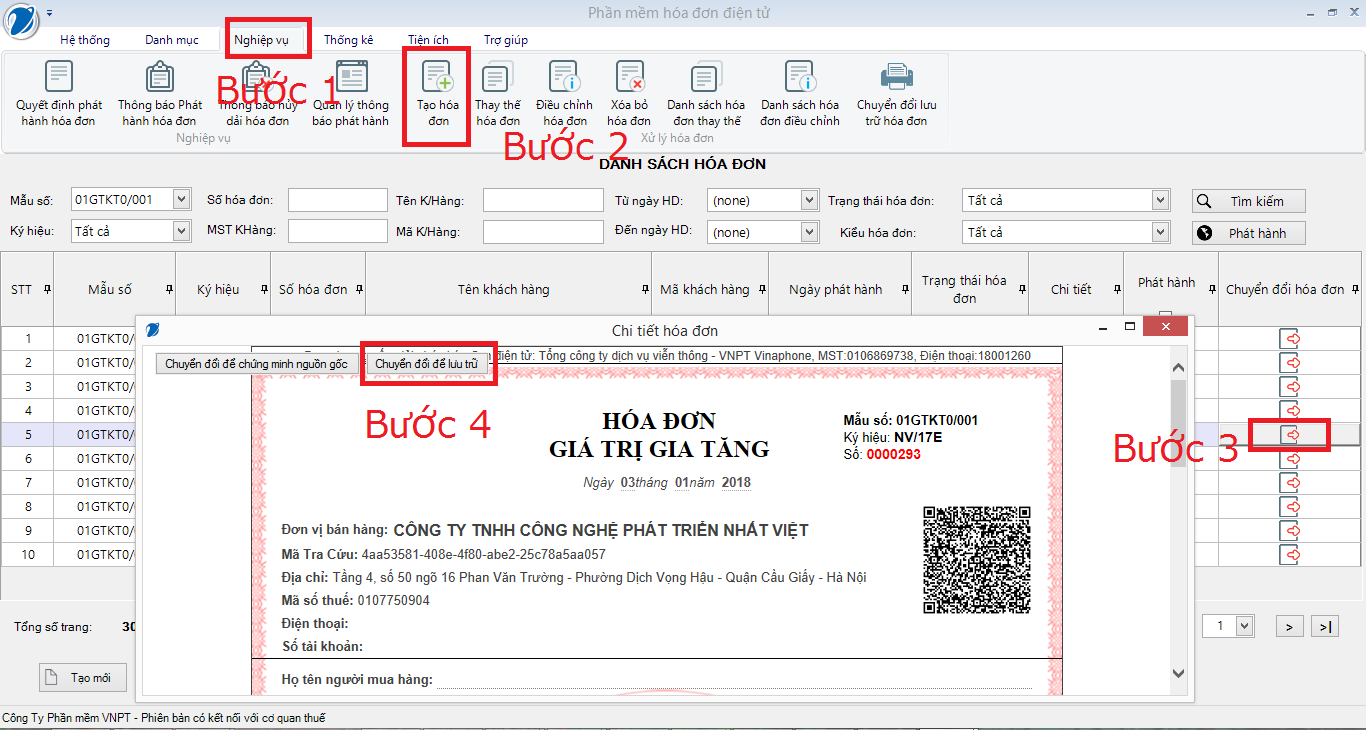 Cách xuất hóa đơn điện tử của VNPT