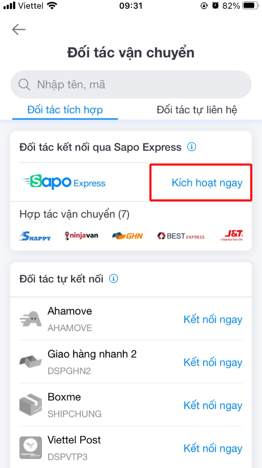 kết nối vận chuyển trên sapo