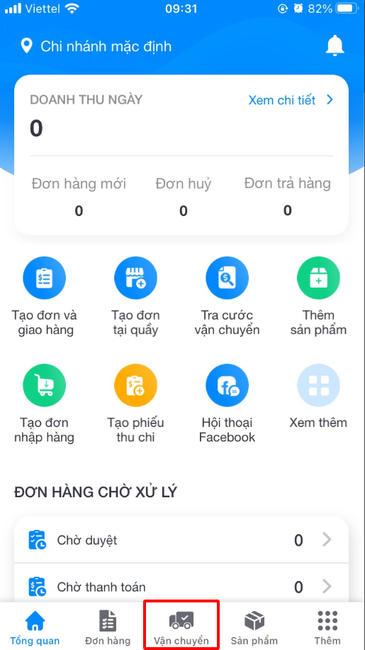 kết nối vận chuyển trên ứng dụng sapo