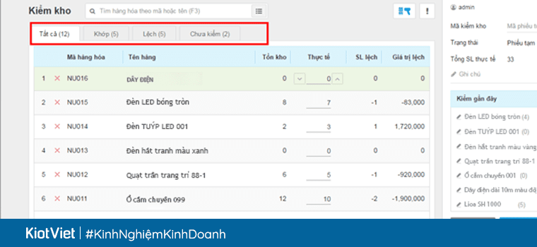 Kiểm kho bằng phần mềm KiotViet