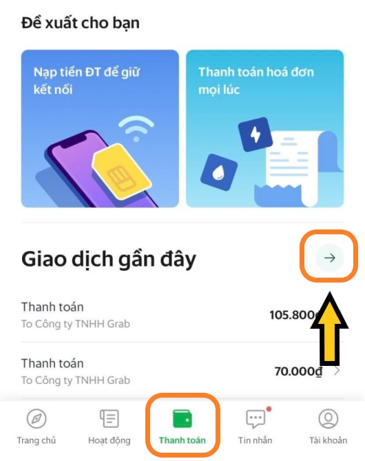 ​ Quản lý giao dịch thanh toán, nạp tiền, rút tiền trên Grab ​