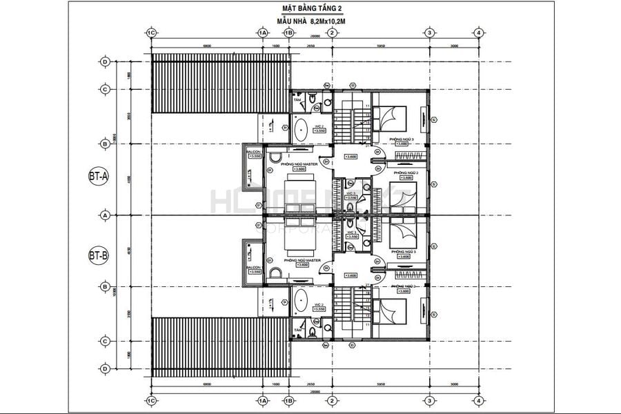 Bản vẽ mặt bằng biệt thự song lập của dự án Đại Phước Molita