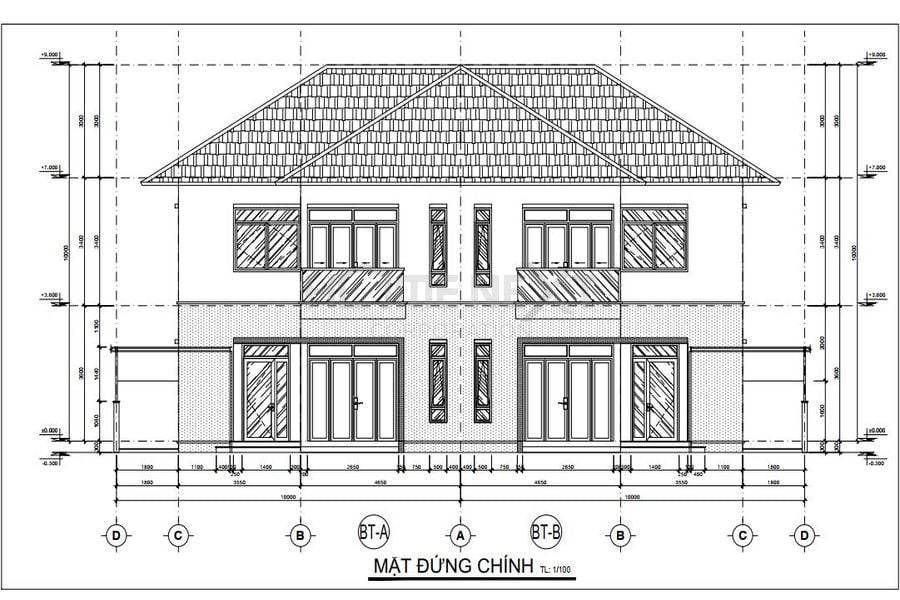 Bản vẽ mặt bằng biệt thự song lập của dự án Đại Phước Molita