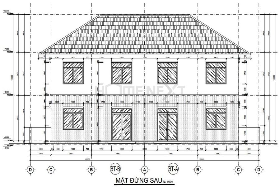 Bản vẽ mặt bằng biệt thự song lập của dự án Đại Phước Molita