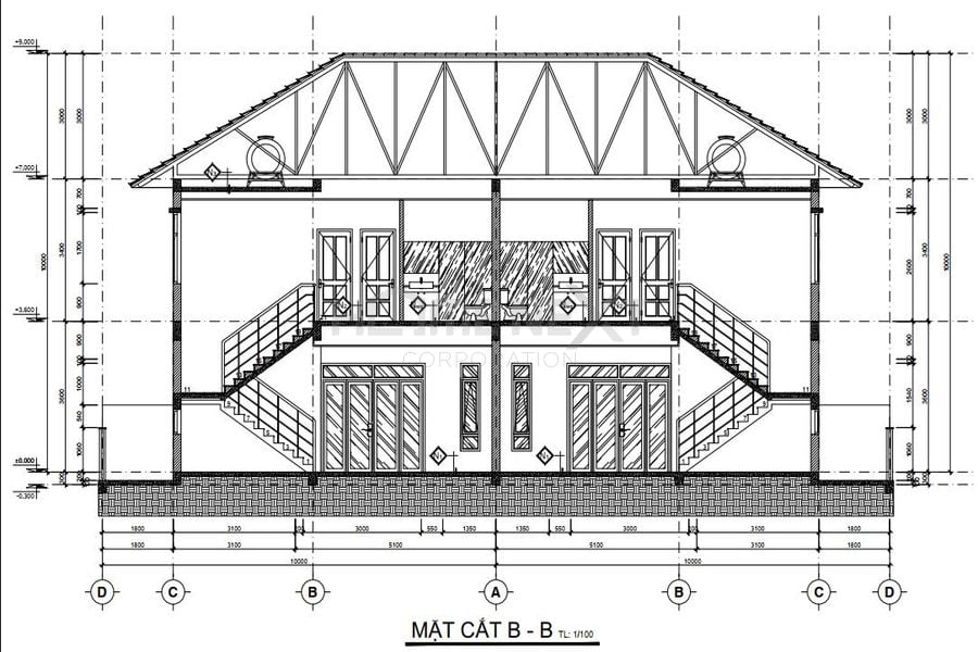 Bản vẽ mặt bằng biệt thự song lập của dự án Đại Phước Molita