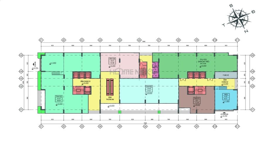 Mặt bằng tầng tầng 1 dự án Tecco Home An Phú