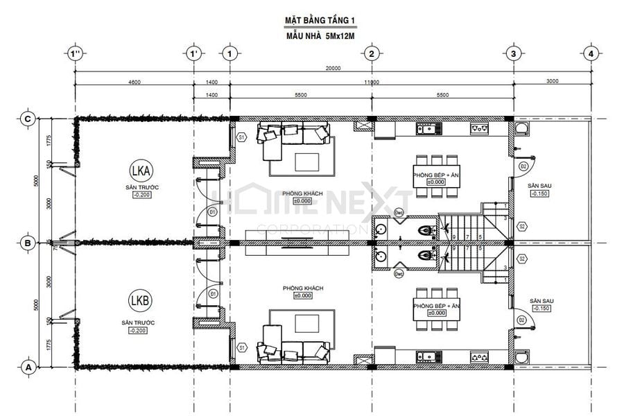 Bản vẽ mặt bằng nhà phố liên kế dự án Đại Phước Molita