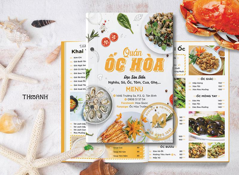 Tiêu chí cần có của menu quán ốc đẹp