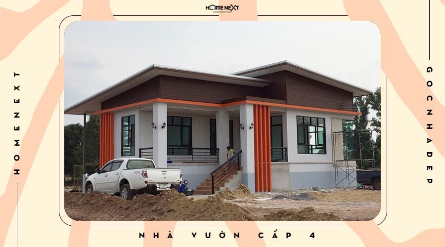 Thực tế căn nhà vườn cấp 4 mái lệch