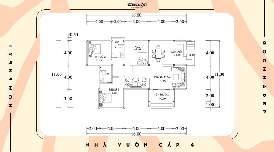 Chi tiết căn nhà vườn cấp 4 mái Thái