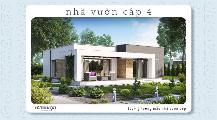 Mẫu nhà vườn cấp 4 theo phong cách hiện đại