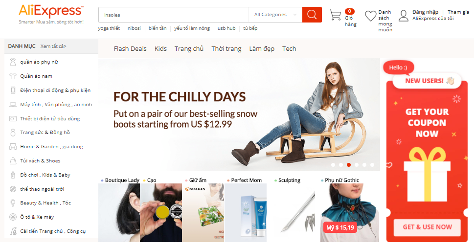 Tìm sản phẩm hot trên aliexpress