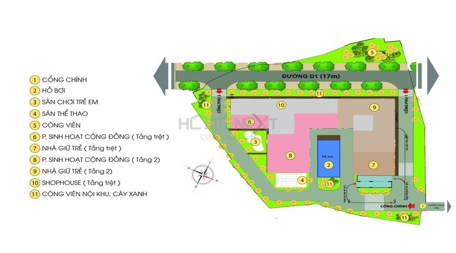 Mặt bằng tiện ích nội khu của Bcons Green View