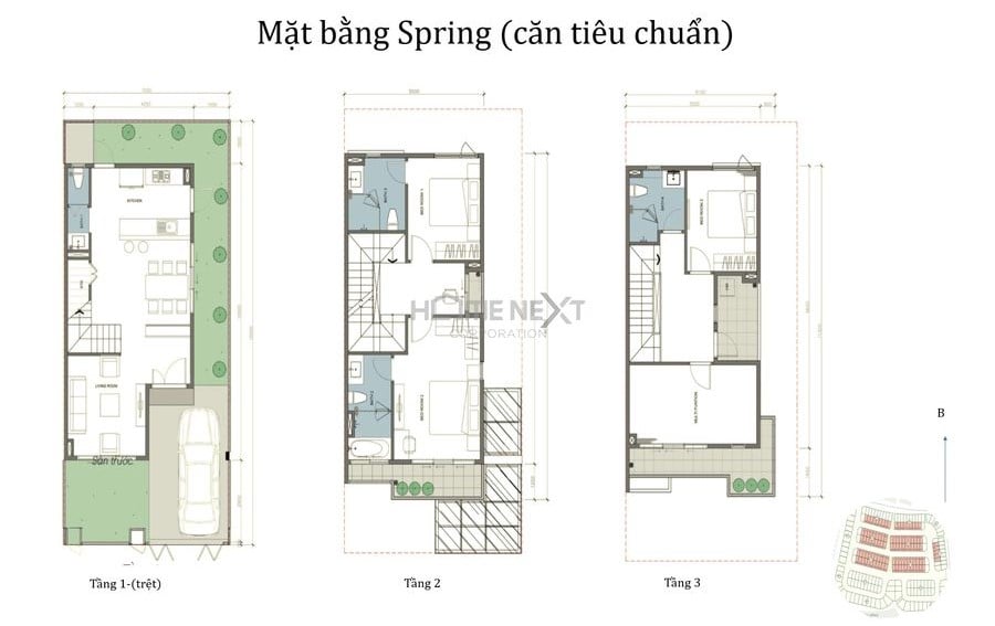 Mẫu nhà phố The Spring căn tiêu chuẩn