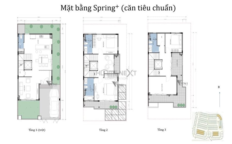 Mẫu nhà phố The Spring + căn tiêu chuẩn