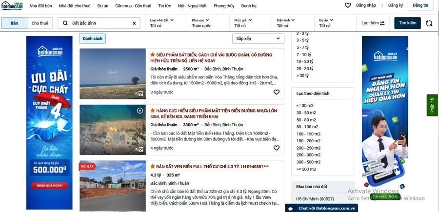 tin dang tren nen tang web batdongsan.con .vn