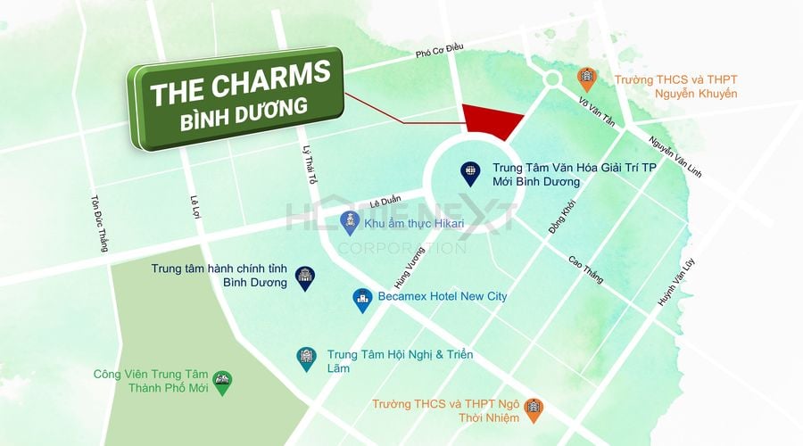 Vị trí dự án The Charms Hòa Phú